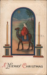 Wise Man on Camel Traveling By the North Star Postcard