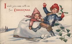 I wish you was with us for Christmas Postcard