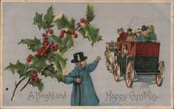 People in Carriage: A Bright and Happy Christmas Postcard