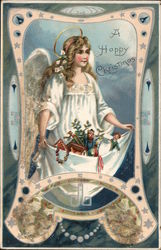 A Happy Christmas Angels Postcard Postcard Postcard