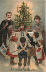 Family Celebrating Christmas Children Postcard Postcard Postcard