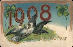 Happy New Year 1908 Postcard