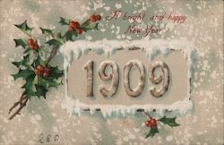 A Bright and Happy New Year: 1909 Postcard