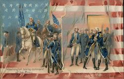 Washington taking command of the Army -- Washington's farewell to his officers Postcard