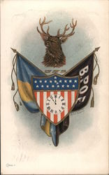 BPOE Lodge Flags and Shield Elks Club Postcard Postcard Postcard