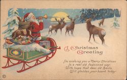 A Christmas Greeting Santa Claus Postcard Postcard Postcard