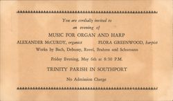 An Evening of Music for Organ and Harp Postcard