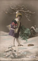 Girl Out in Snow Postcard