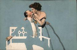 A couple kissing - Fade-Away Postcard