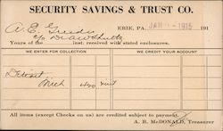 Security Savings & Trust Interest Correspondence Card Postal Cards & Correspondence Postcard Postcard Postcard