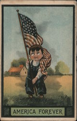 Boy Carrying Flag Postcard