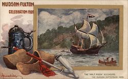 The Half Moon Ascending The Hudson, September 1609: Hudson Fulton Celebration 1909 Postcard