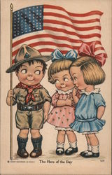 Boy Scout Holding American Flag Boy Scouts Postcard Postcard Postcard