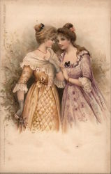 Two girls speaking Women Postcard Postcard Postcard