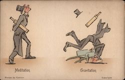 Meditation, Gravitation Comic, Funny Postcard Postcard Postcard