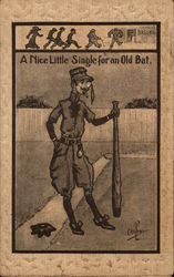 A Nice Little Single for an Old Bat Baseball Postcard Postcard Postcard