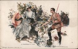 A Fisherman's Luck: Fisherman Finding Woman Couples Postcard Postcard Postcard