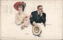 Woman Teasing Man Romance & Love Postcard Postcard Postcard