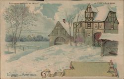 Winter Town Scene Germany Hold To Light Postcard Postcard Postcard