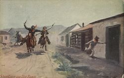 Cowboys "Shooting Up" the Town Postcard