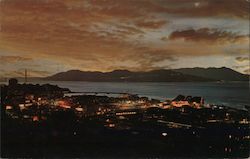 Twilight-Panorama of Fisherman's Wharf and Golden Gate Postcard