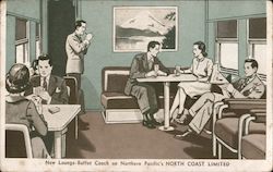 New Lounge-Buffet Coach, Northern Pacific Railroad Trains, Railroad Postcard Postcard Postcard