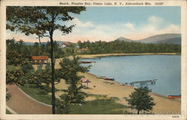 Beach, Piseco Lake, Higgins Bay Arietta, NY Postcard