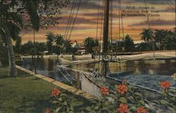 Sunset on Mysterious New River Fort Lauderdale, FL Postcard Postcard Postcard