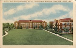 Campus View Showing Montgomery Hall and Cambridge Hall, Muskingum College New Concord, OH Postcard Postcard Postcard