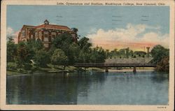 Lake, Gymnasium and Stadium, Muskingum College Postcard