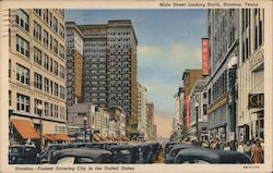 Main Street Looking North Houston, TX Postcard Postcard Postcard