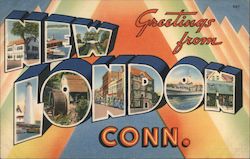 Greetings from New London, Conn. Connecticut Postcard Postcard Postcard