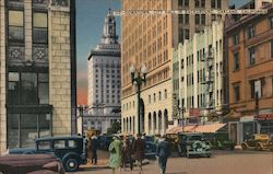 Downtown, City Hall in Background Postcard