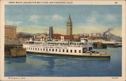 Ferry boats leaving for bay cities San Francisco, CA Postcard Postcard Postcard