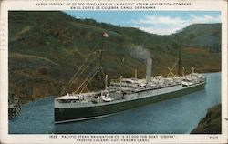 Pacific Steam Navigation Co.'s 22, 000 Ton Boat "Oroya", Passing Culebra Cut, Panama Canal Postcard Postcard Postcard