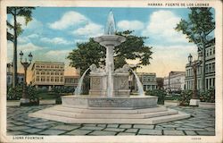 Lions Fountain Havana, Cuba Postcard Postcard Postcard