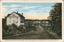 Hotel Ariel and Ariel in Distance, Seen From the South, Showing Part of the Lake Pennsylvania Postcard Postcard Postcard