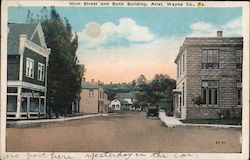 Main Street and Bank Building Ariel, PA Postcard Postcard Postcard