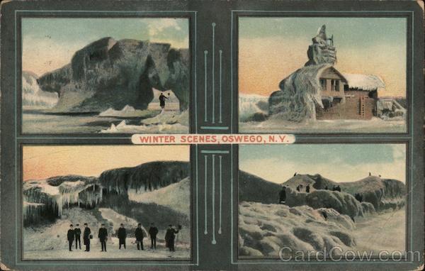 Winter Scenes Oswego Ny Postcard