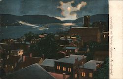 Newburgh by Moonlight Showing the Highlands New York Postcard Postcard Postcard