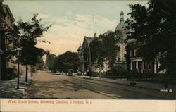 West State Street, showing Capitol Trenton, NJ Postcard Postcard Postcard