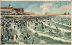 Bathing Scene and Heinz's Pier Atlantic City, NJ Postcard Postcard Postcard