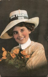 Girl With Hatband Saying "San Francisco 1915" 1915 Panama-Pacific Exposition Postcard Postcard Postcard