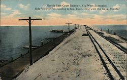 Florida East Coast Railway, Key West Extension, Side View of Fill Running To Sea Keys, FL Postcard Postcard Postcard