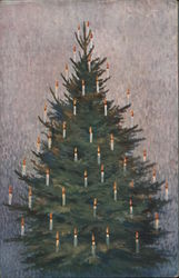 Christmas Tree With White Glowing Candles (Hungarian) Postcard