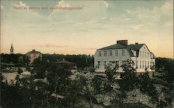 Parti av Kiruna med skolkoksbyggnaden Postcard