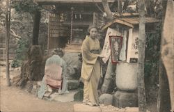 Young ladies outdoors Postcard