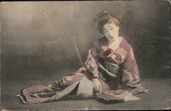 A lady relaxing Japan Postcard Postcard Postcard