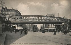 Paris - Pont du Metro et Perspective du Boulevard Barbes Postcard