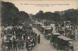 PARIS - L'Avenue du Bois de Boulogne et l'Arc de Triomphe de l'Etoile • Bois de Boulogne • Avenue A. P. France Postcard Postcard Postcard